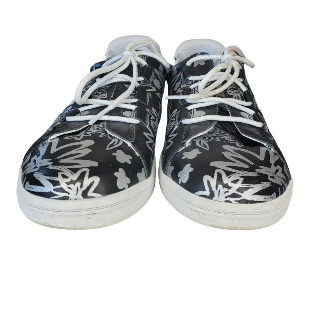 Goats Size 9‎ Sharpie Marker black Silver Leather Laceup Fashion Sneakers Slipon